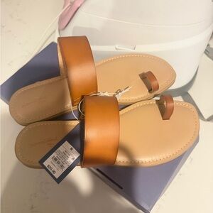Women's Tan Slide Toe-Ring Sandals